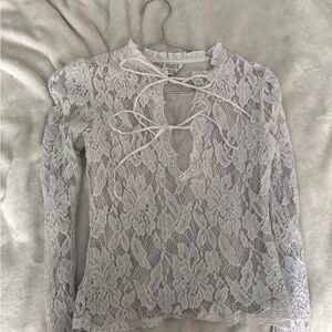 HEMANT & NANDITA White Lace Tie-Front Blouse